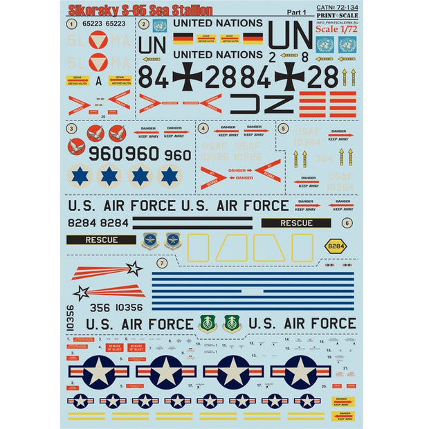 Print Scale 72-134 Decal Sikorsky S-65 Sea Stallion Part 1 Scale 1:72 for Helicopter Plastic model kit