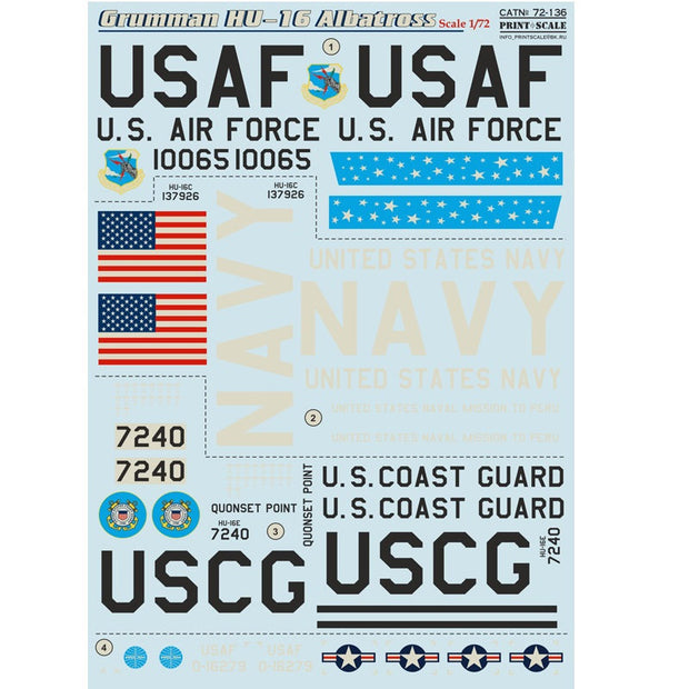 Print Scale 72-136 Decal Grumman Albatros The complete set 2 leaf Scale 1:72 for Aircraft Plastic model kit