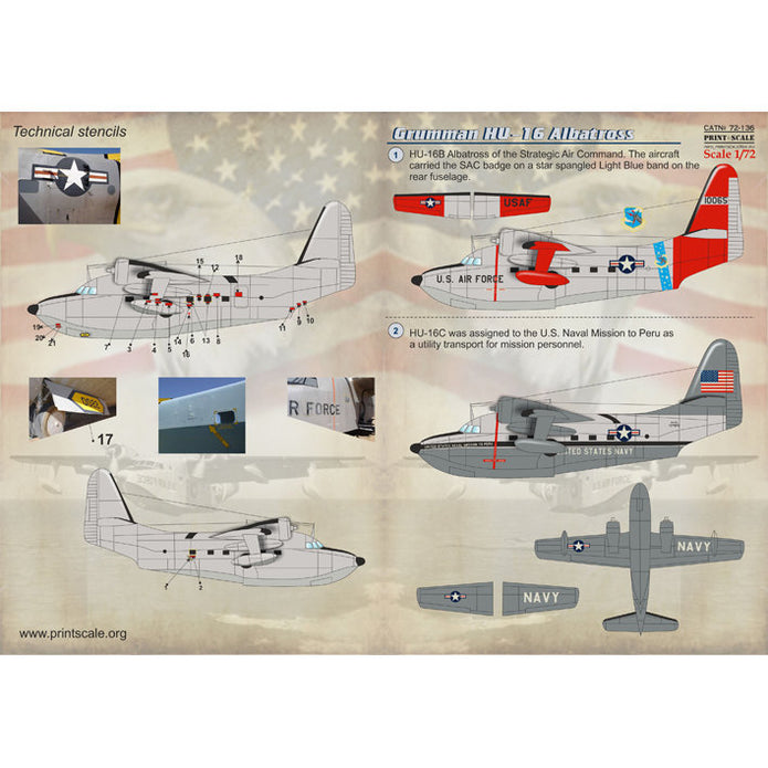 Print Scale 72-136 Decal Grumman Albatros The complete set 2 leaf Scale 1:72 for Aircraft Plastic model kit