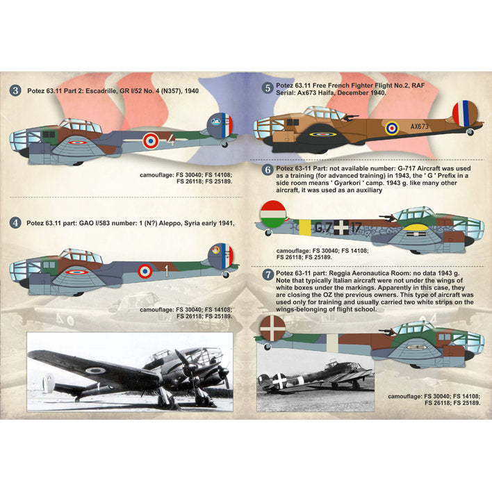 Print Scale 72-138 Decal Potez 63 Scale 1:72 for Aircraft Plastic model kit