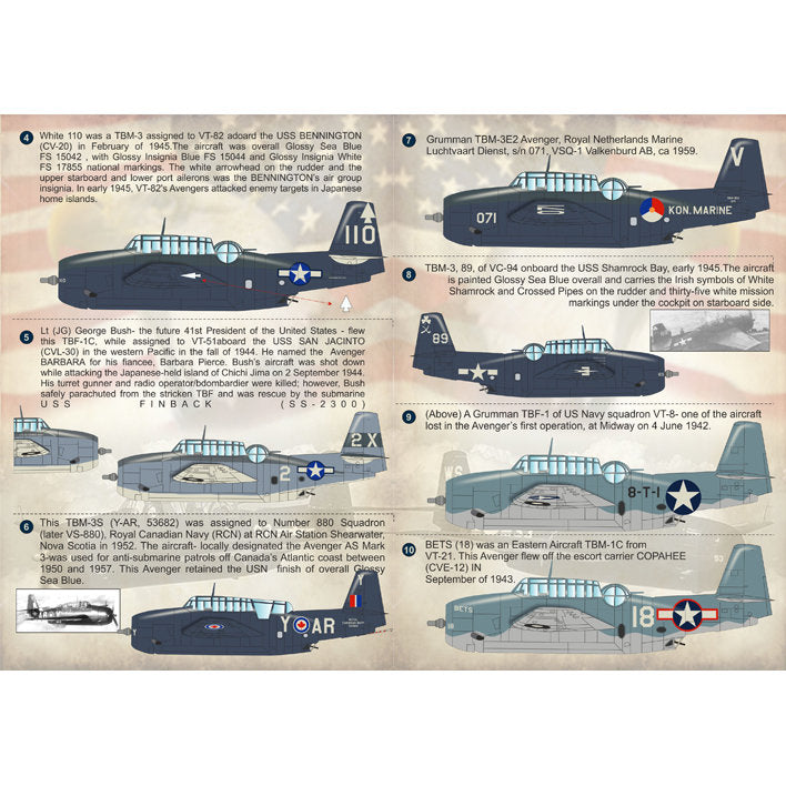 Print Scale 72-140 Decal Grumman TBF Avenger Scale 1:72 for Aircraft Plastic model kit