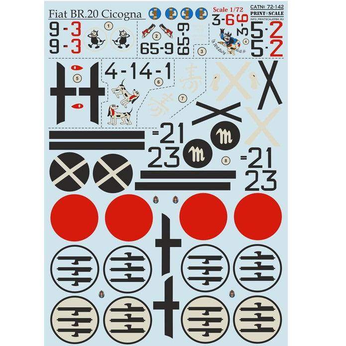 Print Scale 72-142 Decal Fiat BR.20 Cicogna Scale 1:72 for Aircraft Plastic model kit