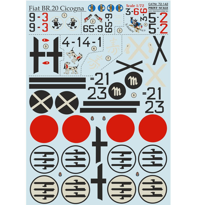 Print Scale 72-142 Decal Fiat BR.20 Cicogna Scale 1:72 for Aircraft Plastic model kit