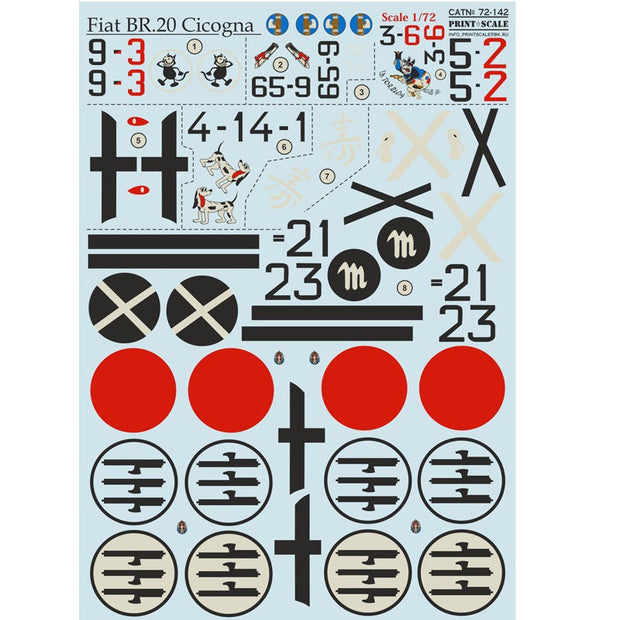 Print Scale 72-142 Decal Fiat BR.20 Cicogna Scale 1:72 for Aircraft Plastic model kit