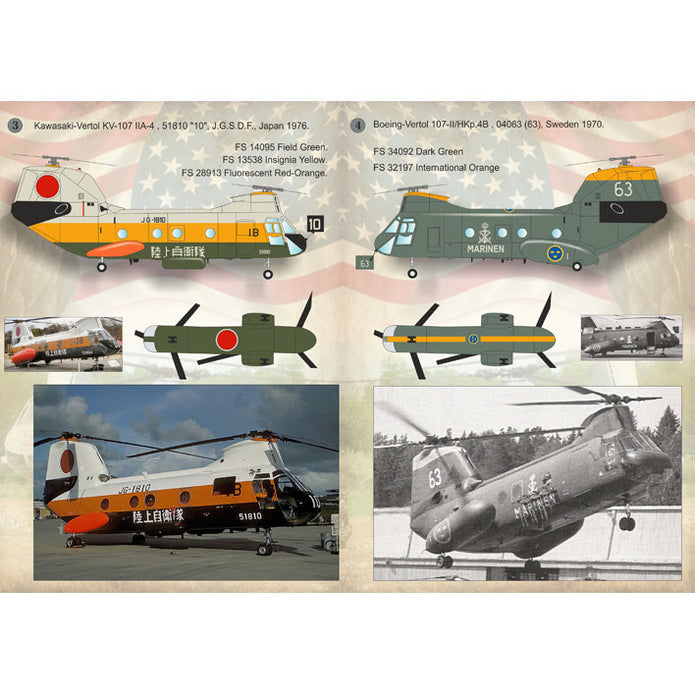 Print Scale 72-149 Decal Boeing-Vertol 107 part 1 Scale 1:72 for Helicopter Plastic model kit