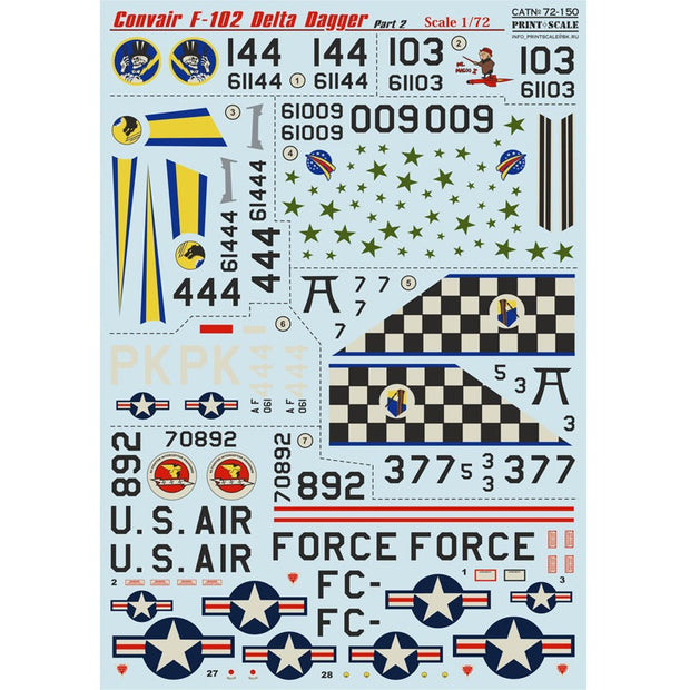 Print Scale 72-150 Decal 1:72 Convair F-102 Delta Dagger Part 2 The complete set 1.5 leaf