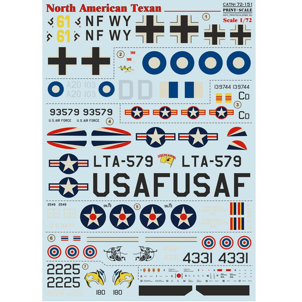 Print Scale 72-151 Decal North American T-6 Texan Scale 1:72 for Aircraft Plastic model kit