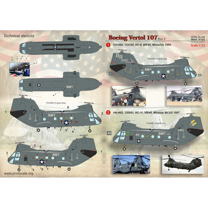 Print Scale 72-153 Decal Boeing-Vertol 107 Part 2 The complete set 1.5 leaf Scale 1:72