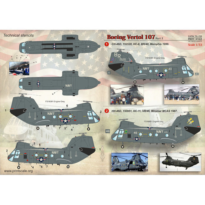 Print Scale 72-153 Decal Boeing-Vertol 107 Part 2 The complete set 1.5 leaf Scale 1:72