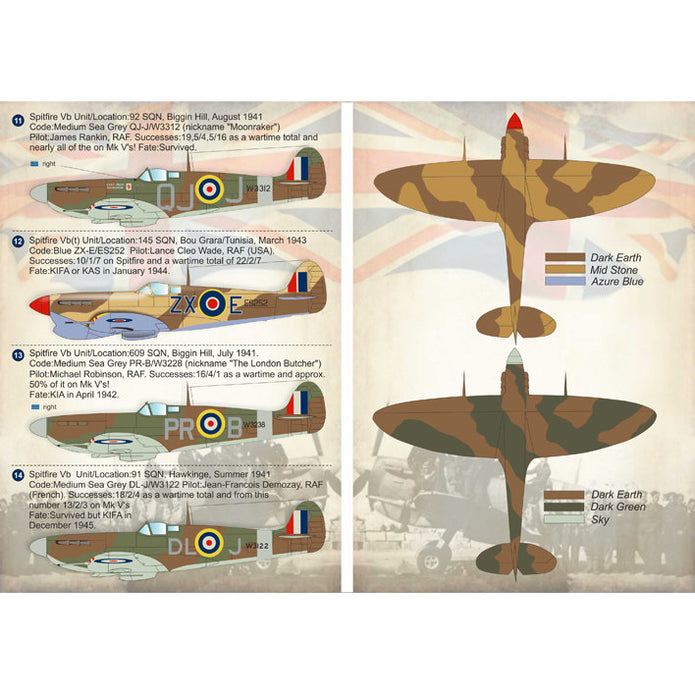 Print Scale 72-155 Decal Spitfire Mk V Аces Scale 1:72 for Aircraft Plastic model kit