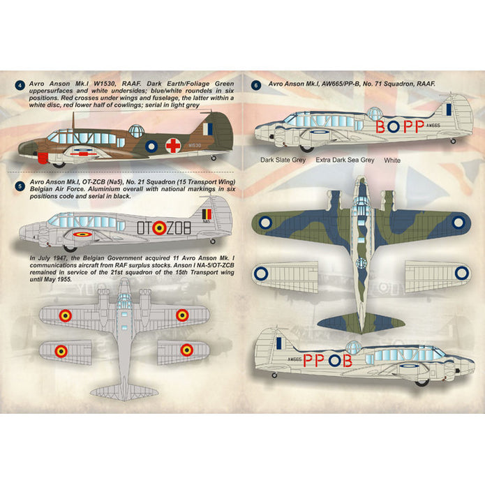 Print Scale 72-156 Decal Avro Anson Scale 1:72 for Aircraft Plastic model kit