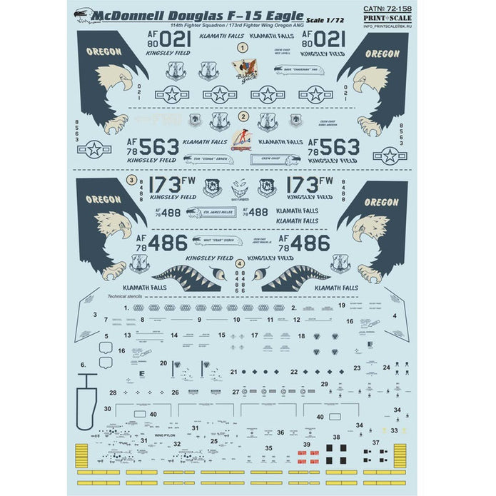Print Scale 72-158 Decal McDonnell Douglas F-15 Eagle Scale 1:72 for Aircraft Plastic model kit