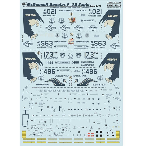 Print Scale 72-158 Decal McDonnell Douglas F-15 Eagle Scale 1:72 for Aircraft Plastic model kit