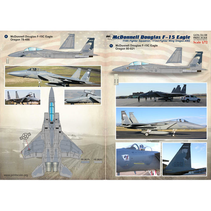Print Scale 72-158 Decal McDonnell Douglas F-15 Eagle Scale 1:72 for Aircraft Plastic model kit