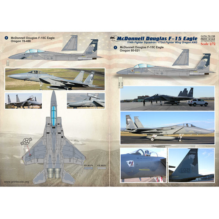 Print Scale 72-158 Decal McDonnell Douglas F-15 Eagle Scale 1:72 for Aircraft Plastic model kit