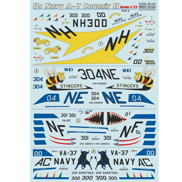 Print Scale 72-161 Decal 1:72 Us Navy A-7 Corsair II Part-2 + A-7 Corsair II technical stencils