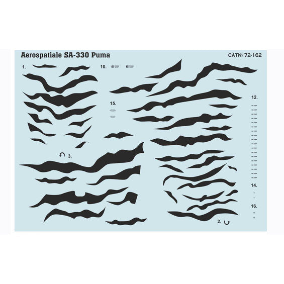 Print Scale 72-162 Decal Aerospatiale SA.330 Puma.The complete set 1.5 leaf Scale 1:72