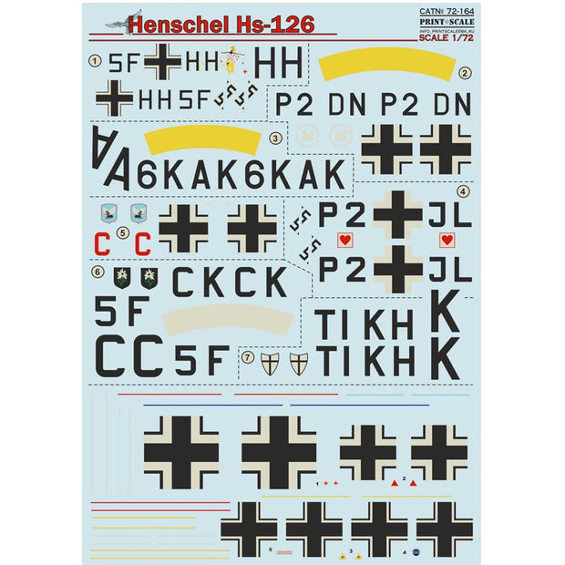 Print Scale 72-164 Decal Henschel Hs 126 Scale 1:72 for Aircraft Plastic model kit