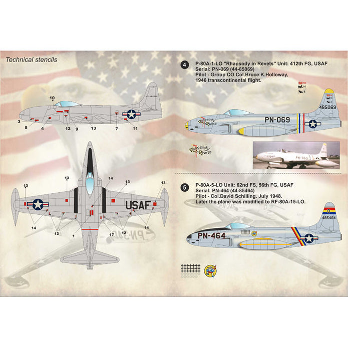 Print Scale 72-168 Decal 1:72 Lockheed F-80 Shooting Star. The complete set 1.5 leaf