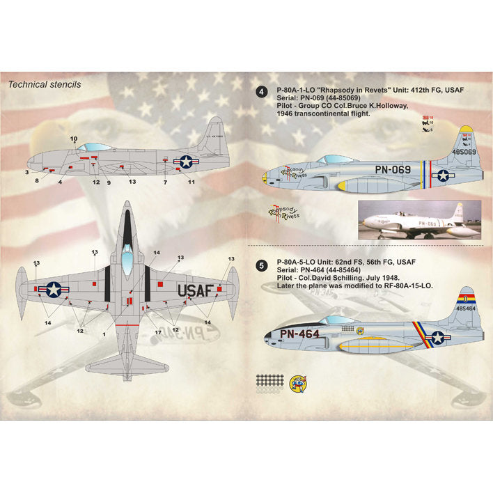 Print Scale 72-168 Decal 1:72 Lockheed F-80 Shooting Star. The complete set 1.5 leaf
