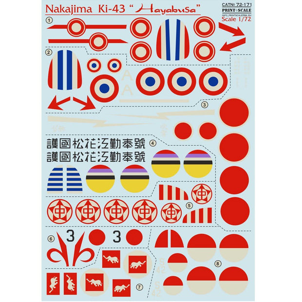 Print Scale 72-171 Decal Nakajima Ki-43 Hayabusa Scale 1:72 for Aircraft Plastic model kit