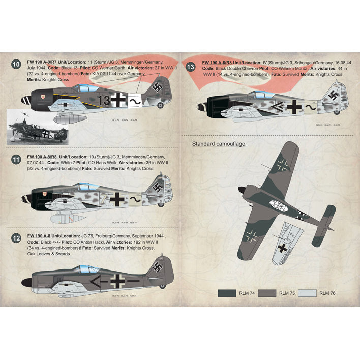 Print Scale 72-174 Decal Focke-Wulf Fw-190 A7&A8 Aces Scale 1:72 for Aircraft Plastic model kit