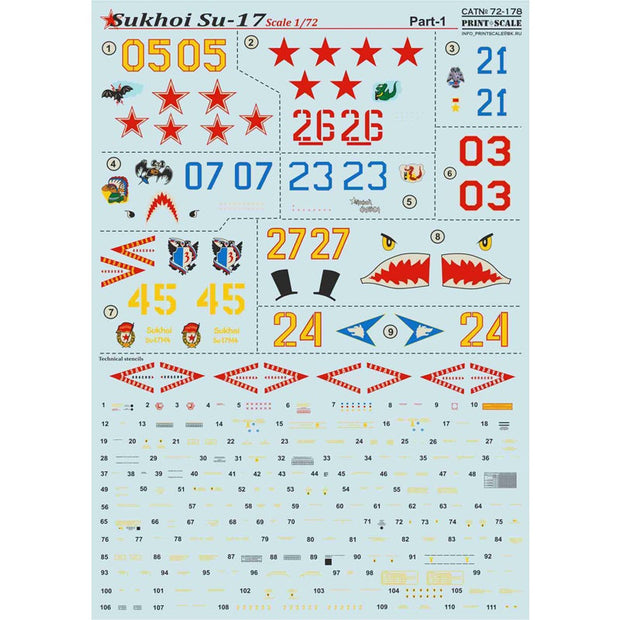 Print Scale 72-178 Decal Sukhoi Su-17 Part 1 Scale 1:72 for Aircraft Plastic model kit