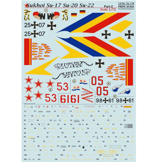 Print Scale 72-179 Decal Sukhoi Su-17 Su-20 Su-22 Part 2 Scale 1:72 for Aircraft Plastic model kit