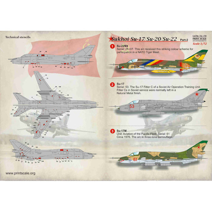 Print Scale 72-179 Decal Sukhoi Su-17 Su-20 Su-22 Part 2 Scale 1:72 for Aircraft Plastic model kit