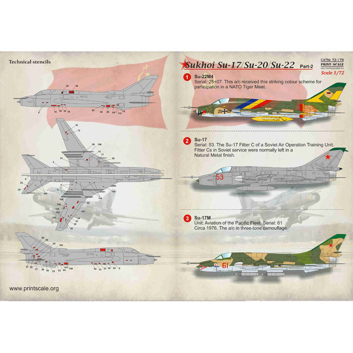 Print Scale 72-179 Decal Sukhoi Su-17 Su-20 Su-22 Part 2 Scale 1:72 for Aircraft Plastic model kit
