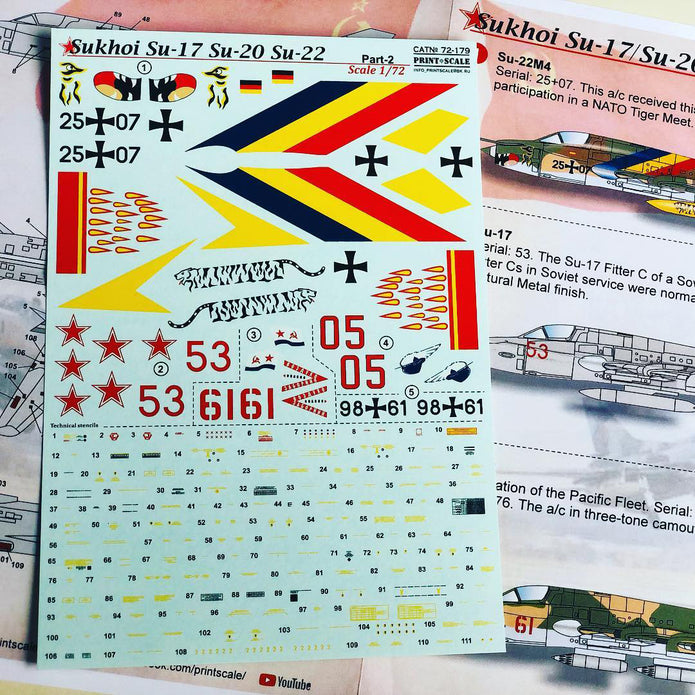 Print Scale 72-179 Decal Sukhoi Su-17 Su-20 Su-22 Part 2 Scale 1:72 for Aircraft Plastic model kit