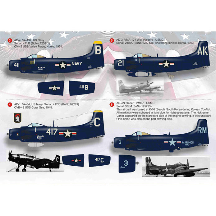 Print Scale 72-181 Decal A-1 Skyraider Part 2 Scale 1:72 for Aircraft Plastic model kit