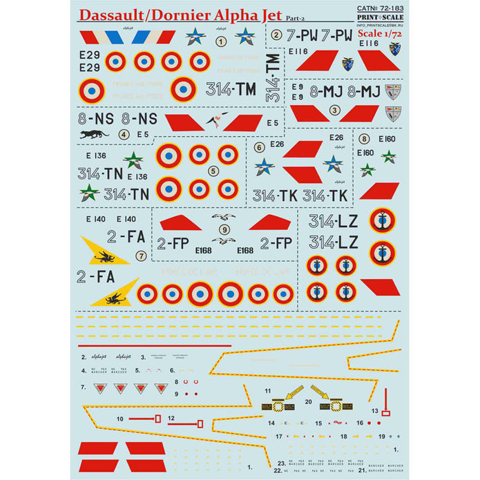 Print Scale 72-183 Decal Dassault/Dornier Alpha Jet Part 2 Scale 1:72 for Aircraft Plastic model kit