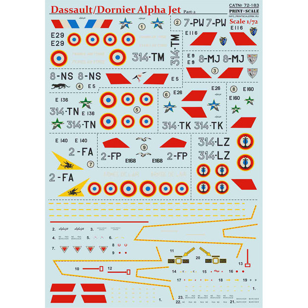 Print Scale 72-183 Decal Dassault/Dornier Alpha Jet Part 2 Scale 1:72 for Aircraft Plastic model kit