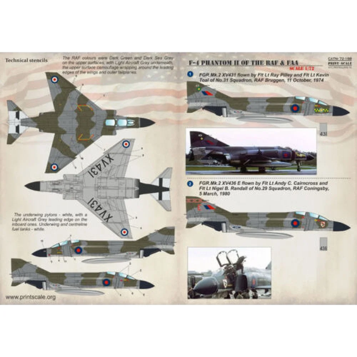 Print Scale 72-188 Decal 1:72 F-4 PHANTOM II of the RAF & FAA In the complete set 1.5 sheets