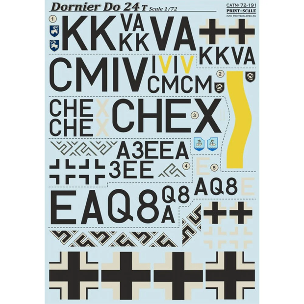 Print Scale 72-191 Decal Dornier Do-24 T Scale 1:72 for Aircraft Plastic model kit