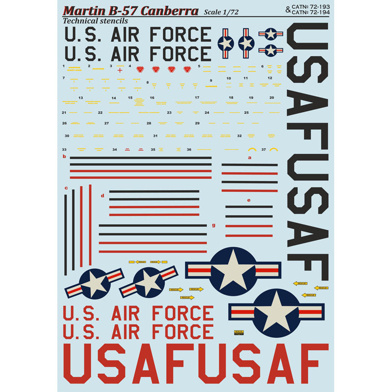 Print Scale 72-193 Decal 1:72 Martin B-57 Canberra Part 1 In the complete set 2 sheets