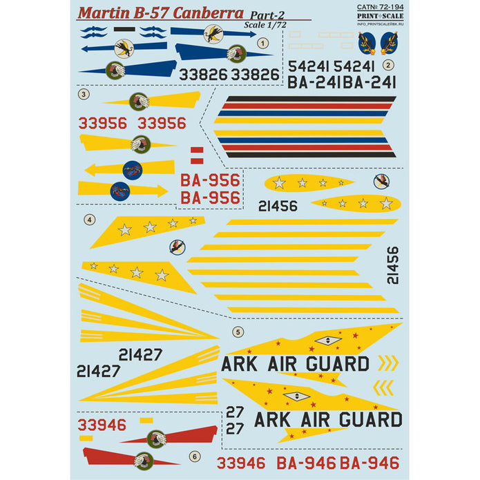 Print Scale 72-194 Decal 1:72 Martin B-57 Canberra Part 2 In the complete set 2 sheets