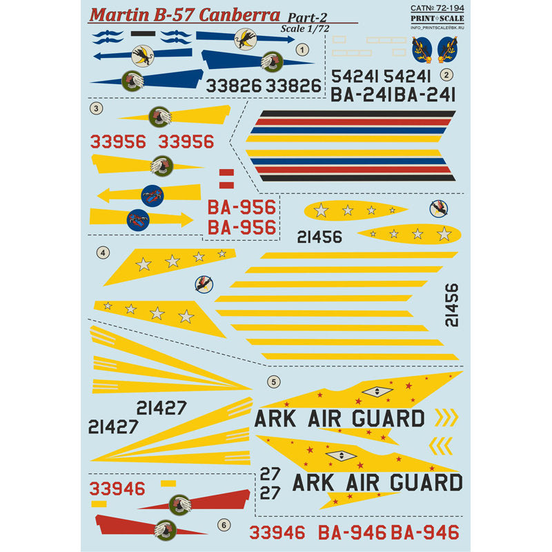 Print Scale 72-194 Decal 1:72 Martin B-57 Canberra Part 2 In the complete set 2 sheets