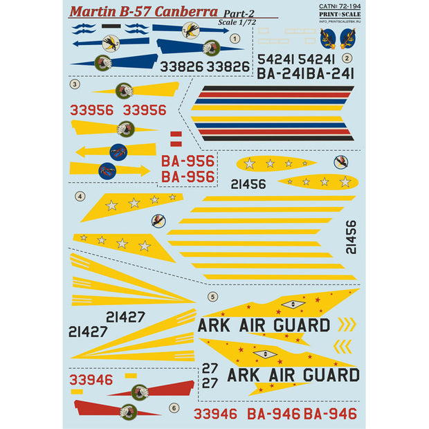 Print Scale 72-194 Decal 1:72 Martin B-57 Canberra Part 2 In the complete set 2 sheets