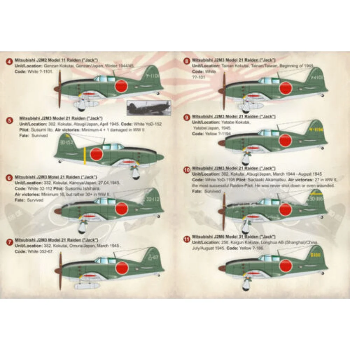 Print Scale 72-195 Decal Mitsubishi J2M Raiden Scale 1:72 for Aircraft Plastic model kit