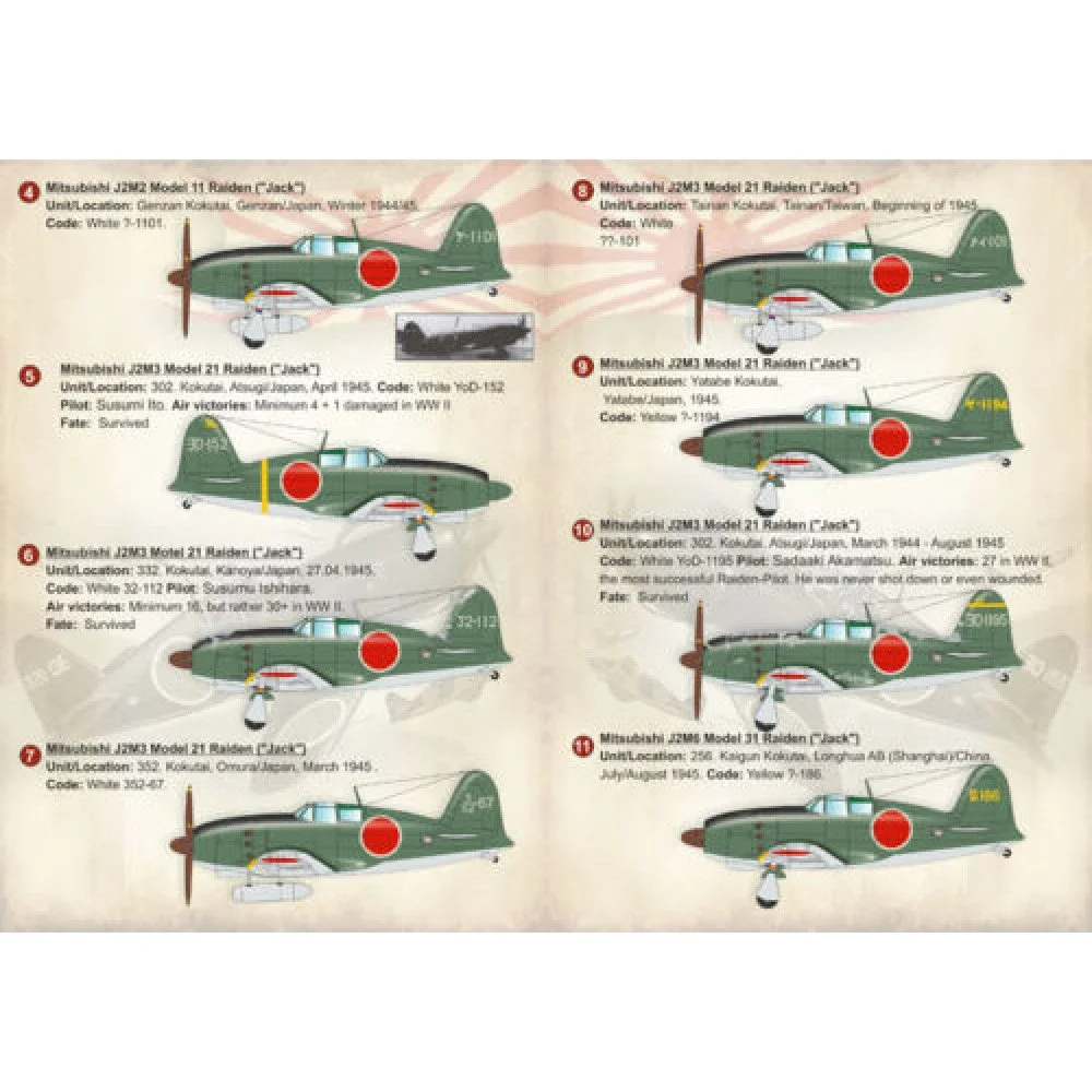 Print Scale 72-195 Decal Mitsubishi J2M Raiden Scale 1:72 for Aircraft Plastic model kit