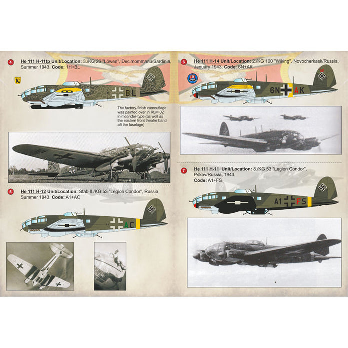 Print Scale 72-196 Decal Heinkel He.111 Part 4 Scale 1:72 for Aircraft Plastic model kit