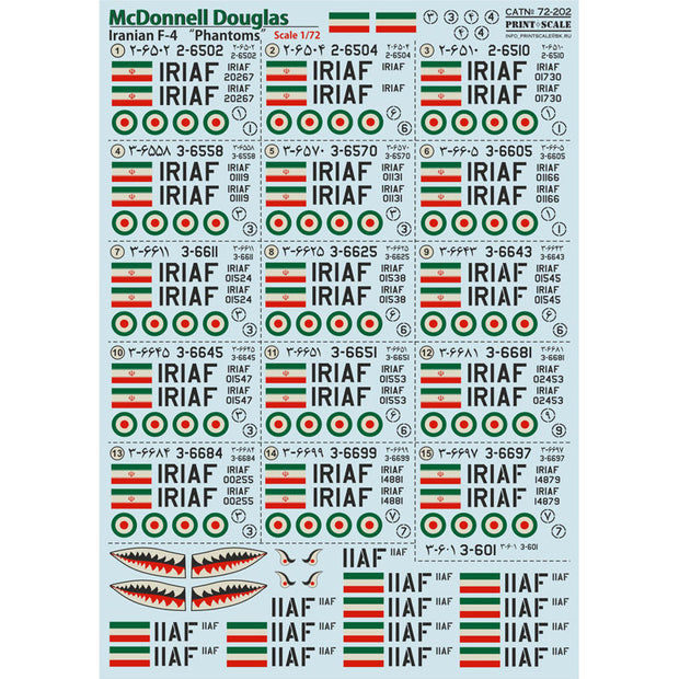 Print Scale 72-202 Decal F-4 Phantom II Iranian Air Force Scale 1:72 for Aircraft Plastic model kit