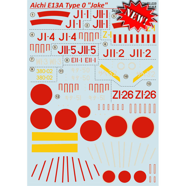 Print Scale 72-206 Decal Aichi E13A Type 0 Jake Scale 1:72 for Aircraft Plastic model kit