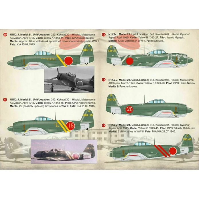 Print Scale 72-208 Decal Kawanishi N1K1-J Shiden & N1K2-J Shidenkai Scale 1:72 for Aircraft Plastic model kit