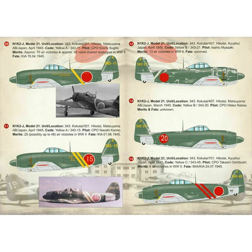 Print Scale 72-208 Decal Kawanishi N1K1-J Shiden & N1K2-J Shidenkai Scale 1:72 for Aircraft Plastic model kit