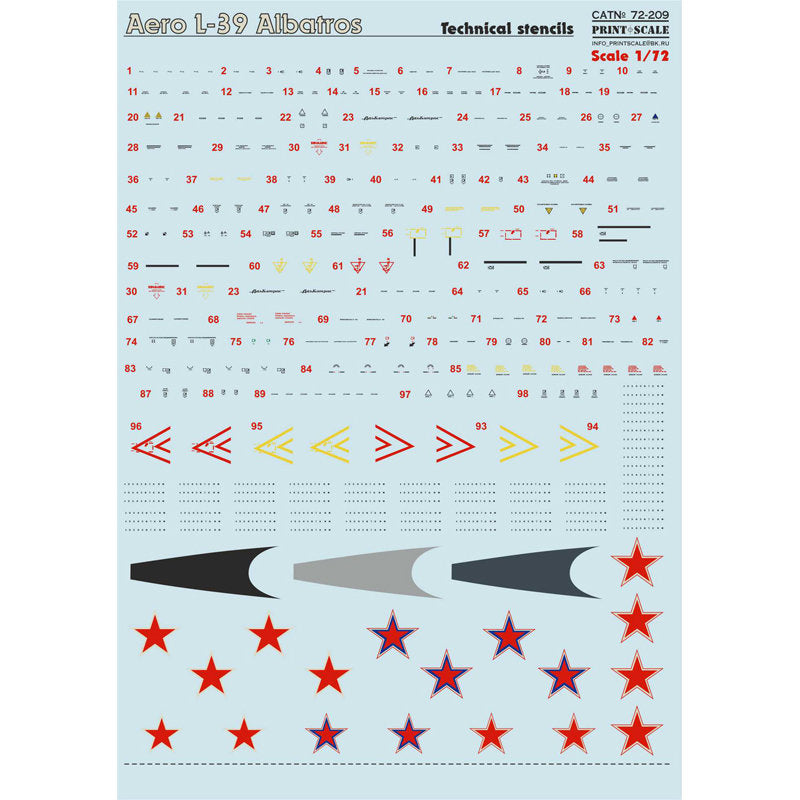 Print Scale 72-209 Decal Aero L-39 Albatros technical stencils Scale 1:72 for Aircraft Plastic model kit