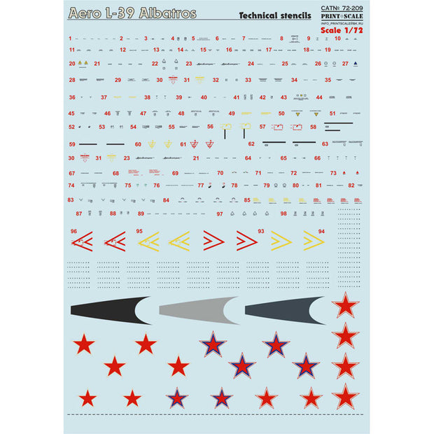 Print Scale 72-209 Decal Aero L-39 Albatros technical stencils Scale 1:72 for Aircraft Plastic model kit