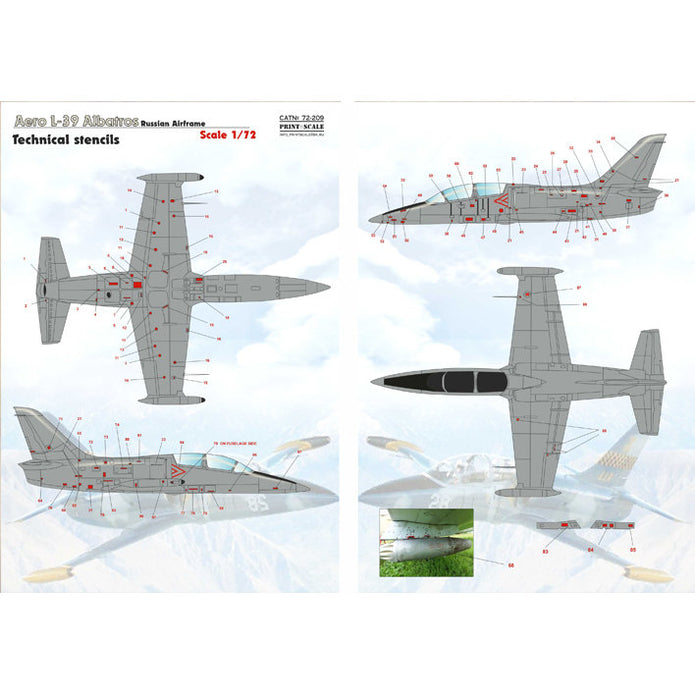 Print Scale 72-209 Decal Aero L-39 Albatros technical stencils Scale 1:72 for Aircraft Plastic model kit